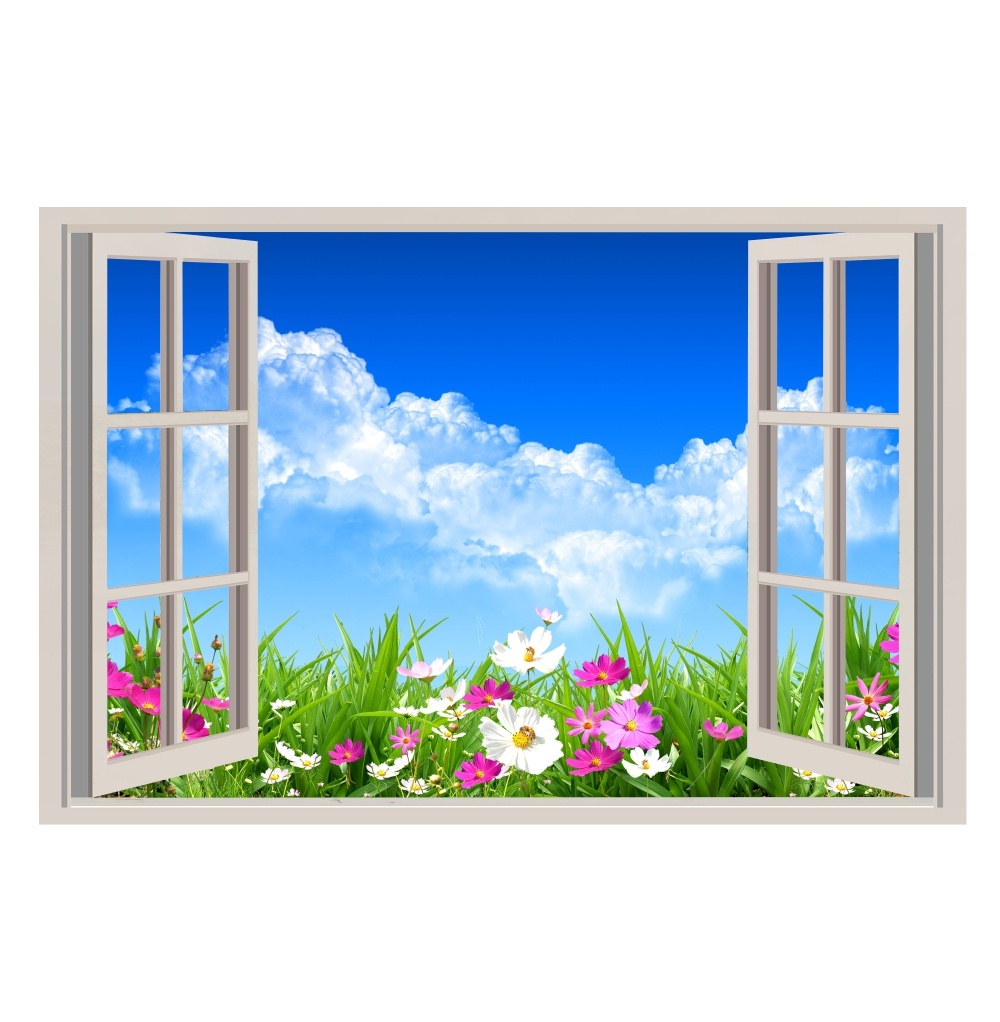 intermitente con tiempo Monetario Vinilo decorativo ventana paisaje floral