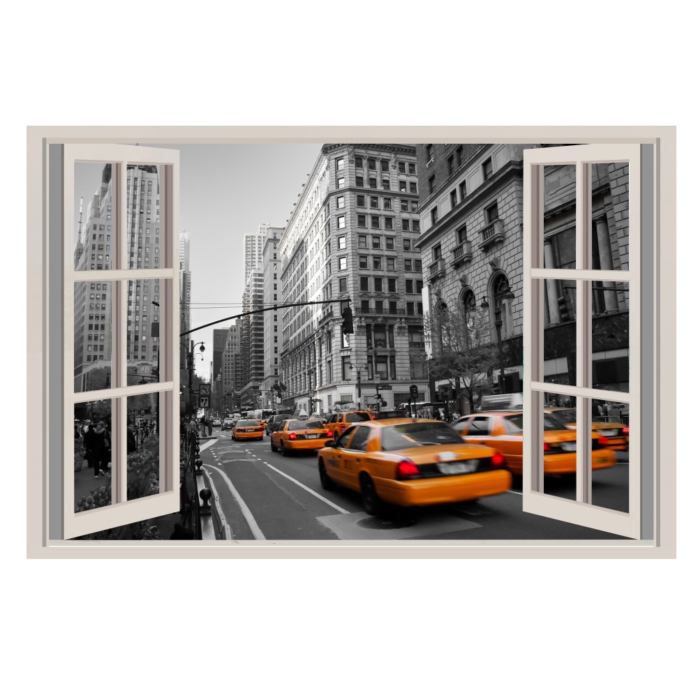 Vinilos ventana falsa taxis en las calles de New York